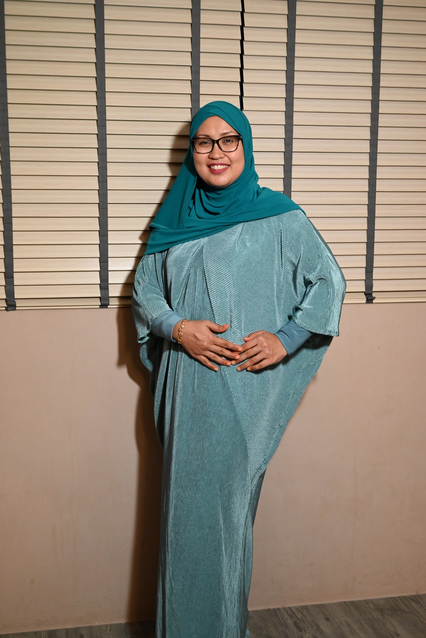 Haizum Pleated Batwing Kaftan Dress