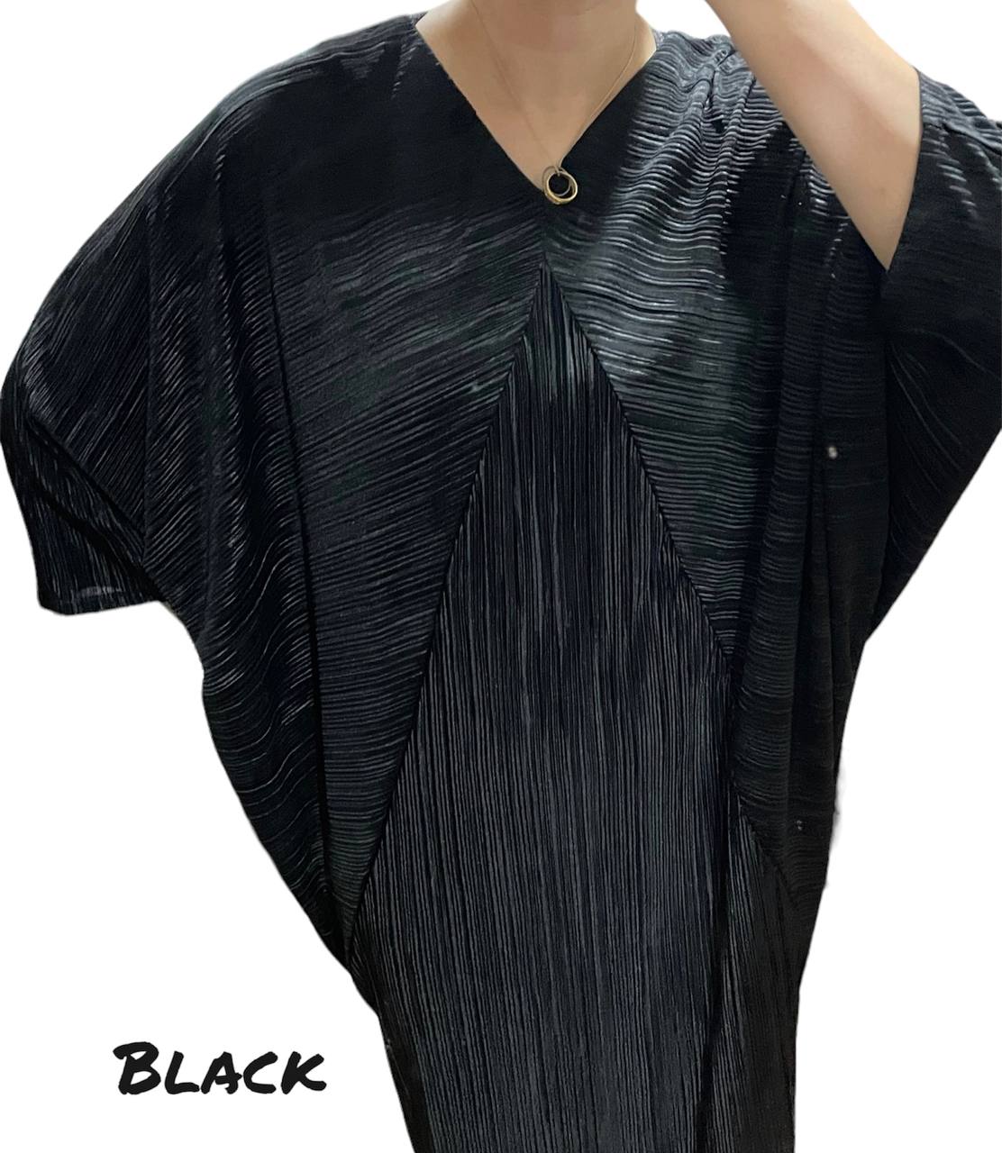 Haizum Pleated Batwing Kaftan Dress
